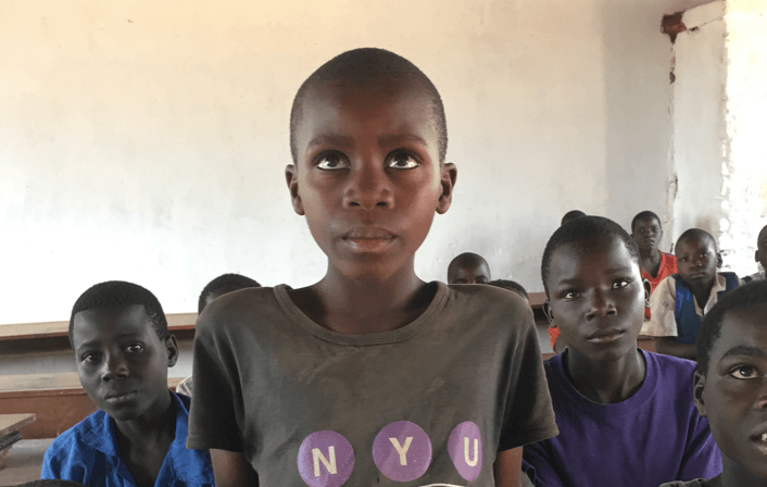 Image of a school child in Malawi which is also featured in the gallery